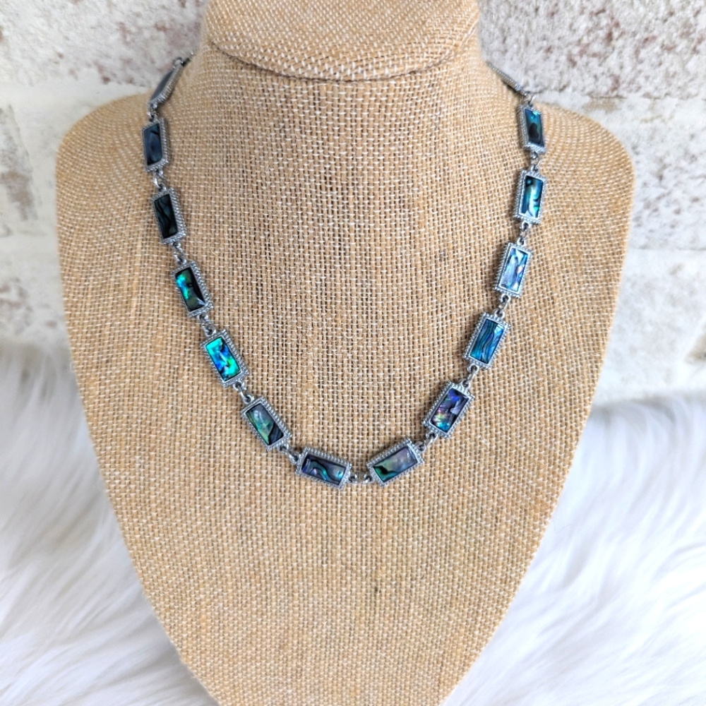 Abolone Shell Adjustable Rectangular Link Choker … - image 1